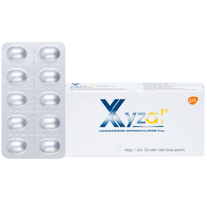 Thuốc Xyzal 5mg GSK điều trị triệu chứng viêm mũi dị ứng theo mùa (1 vỉ x 10 viên)