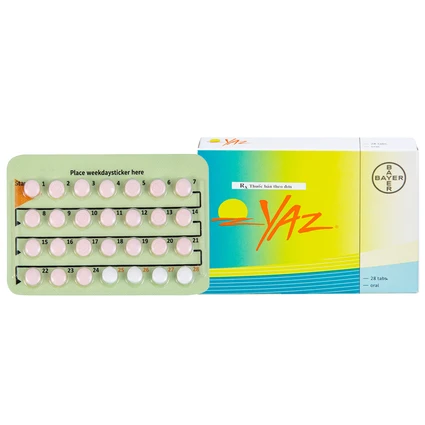 Thuốc Yaz Bayer dùng tránh thai, điều trị mụn trứng cá (1 vỉ x 28 viên)