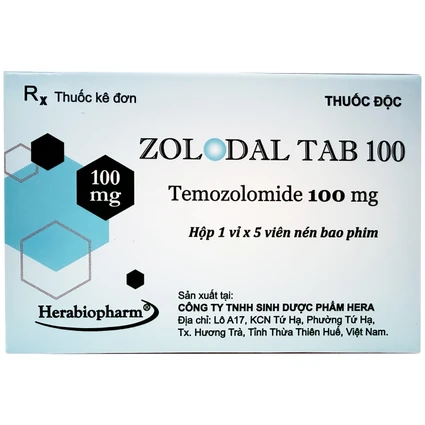 Thuốc Zolodal tab 100mg Herabiopharm điều trị u nguyên bào thần kinh đệm đa dạng (1 vỉ x 5 viên)