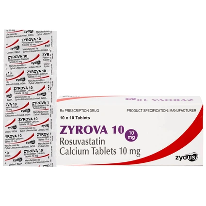 Thuốc Zyrova 10 Zydus điều trị cholesterol cao trong máu (10 vỉ x 10 viên)