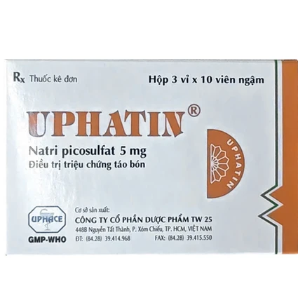 Viên ngậm Uphatin 5mg Uphace điều trị các triệu chứng táo bón (3 vỉ x 10 viên) 