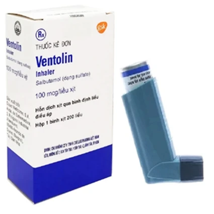 Hỗn dịch xịt Ventolin Inhaler 100mcg/liều GSK giãn cơ trơn phế quản (200 liều)