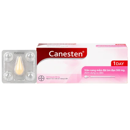 Viên đặt âm đạo Canesten 1 Day 500mg Bayer điều trị viêm âm đạo và cơ quan sinh dục ngoài (1 vỉ x 1 viên)