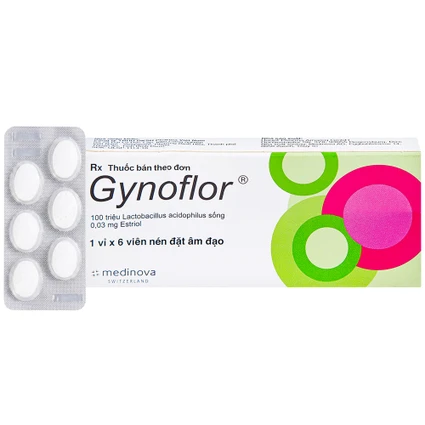 Viên đặt âm đạo Gynoflor Medinova điều trị nhiễm khuẩn, viêm teo và phục hồi hệ vi khuẩn âm đạo (1 vỉ x 6 viên)