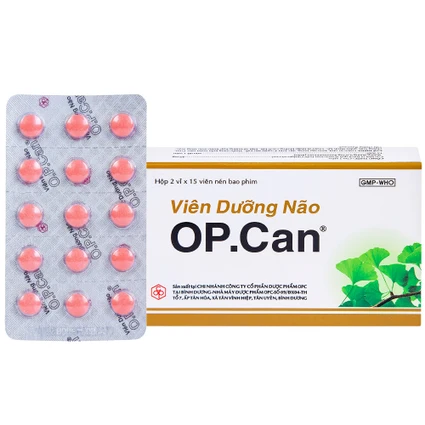 Viên dưỡng não O.P.CAN OPC điều trị giảm trí nhớ, kém tập trung, thiểu năng tuần hoàn não (2 vỉ x 15 viên)