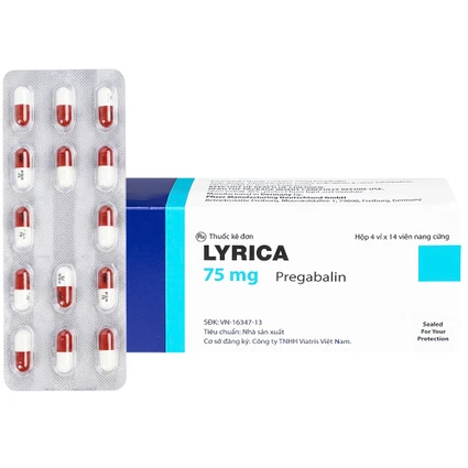 Viên nang cứng Lyrica 75mg Viatris điều trị đau thần kinh, động kinh cục bộ (4 vỉ x 14 viên) 