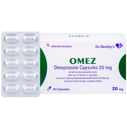 Viên nang cứng Omez 20mg Dr.Reddy's điều trị và dự phòng tái phát loét tá tràng (2 vỉ x 10 viên)