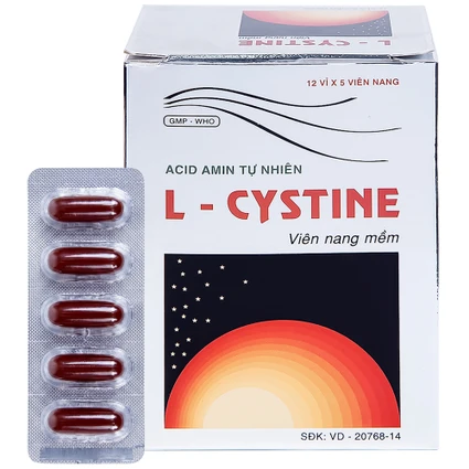Viên nang mềm L-Cystine 500mg Medisun bổ sung cho người suy dinh dưỡng, kém hấp thu, sạm da (12 vỉ x 5 viên)