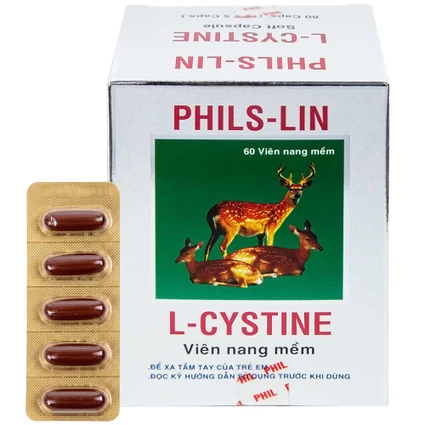 Viên nang mềm L-Cystine 500mg Phils Lin hỗ trợ điều trị viêm da do thuốc, sạm da, tàn nhang (12 vỉ x 5 viên)