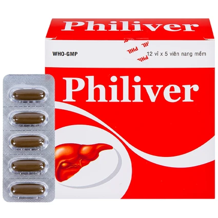 Viên nang mềm Philiver Phil Inter Pharma điều trị bệnh gan mạn tính, gan nhiễm mỡ (12 vỉ x 5 viên)