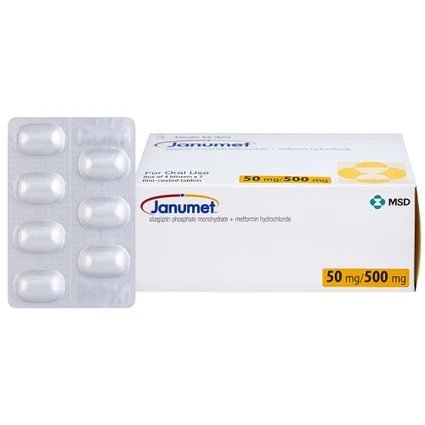 Viên nén Janumet 50mg/500mg MSD điều trị đái tháo đường típ 2 (4 vỉ x 7 viên)