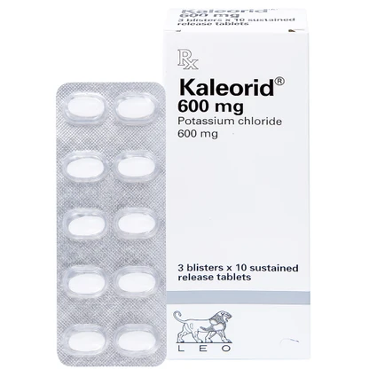 Viên nén Kaleorid 600mg LEO phòng ngừa và điều trị giảm kali huyết (3 vỉ x 10 viên)