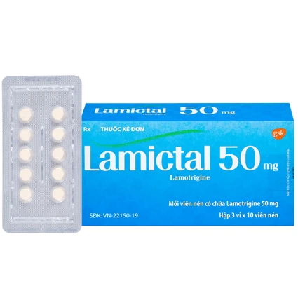Viên nén Lamictal 50mg GSK điều trị động kinh và phòng ngừa bệnh rối loạn lưỡng cực (3 vỉ x 10 viên)
