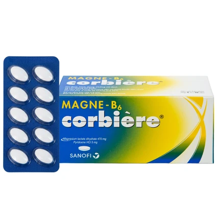 Viên nén Magne-B6 Corbière Sanofi điều trị thiếu magnesi riêng biệt hay kết hợp (5 vỉ x 10 viên)