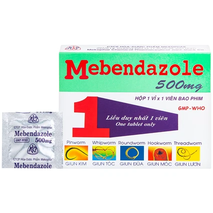 Viên nén Mebendazole 500mg Mekophar điều trị nhiễm một hay nhiều loại giun (1 viên)