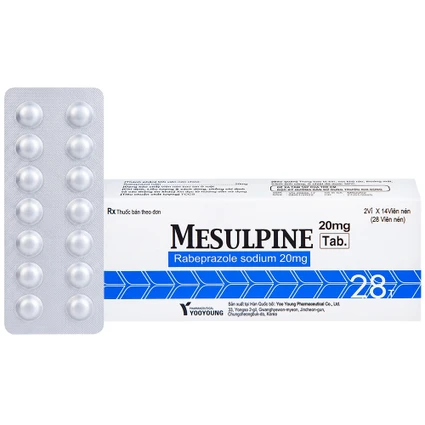 Viên nén Mesulpine 20mg YooYoung điều trị bệnh trào ngược dạ dày, thực quản (2 vỉ x 14 viên) 