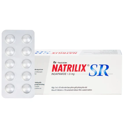 Viên nén Natrilix SR Servier điều trị tăng huyết áp nguyên phát (3 vỉ x 10 viên)