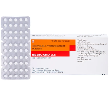 Viên nén Nebicard 2.5 Torrent điều trị tăng huyết áp (5 vỉ x 10 viên)