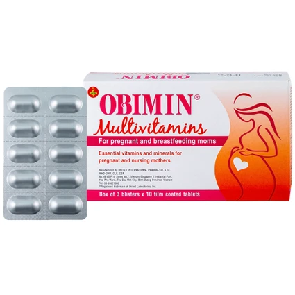 Viên nén Obimin Multivitamins United bổ sung vitamin và khoáng chất (3 vỉ x 10 viên)