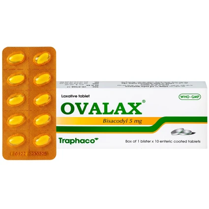 Viên nhuận tràng Ovalax 5mg Traphaco điều trị táo bón, làm sạch ruột (1 vỉ x 10 viên)