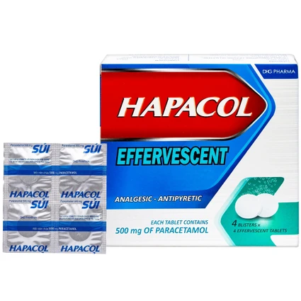 Viên sủi Hapacol 500 DHG giảm đau, hạ sốt (4 vỉ x 4 viên)