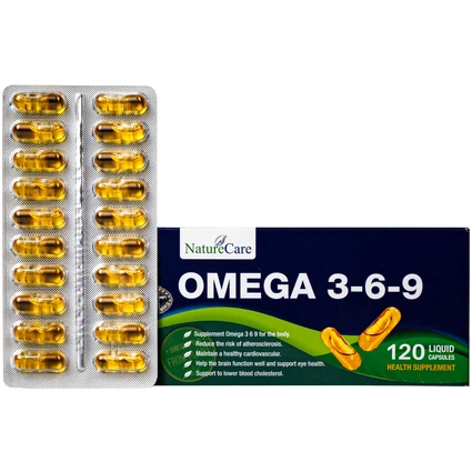 Viên uống bổ sung Omega 3-6-9, tốt cho tim mạch, não và mắt, giảm nguy cơ xơ vữa động mạch Omega 3-6-9 NatureCare (6 vỉ x 20 viên)