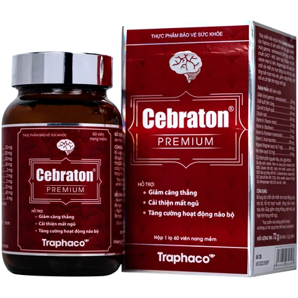 Viên uống hỗ trợ giảm căng thẳng, cải thiện mất ngủ, tăng cường hoạt động não bộ Cebraton Premium Traphaco (Hộp 60 viên)