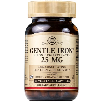 Viên uống hỗ trợ quá trình sản sinh hồng cầu Gentle Iron (Iron Bisglycinate) 25 mg Solgar (90 viên)