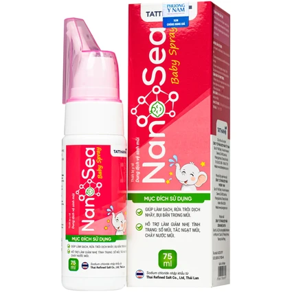 Xịt mũi muối biển Nano Sea Baby Spray trẻ em 75ml giúp làm sạch, ngừa sổ mũi
