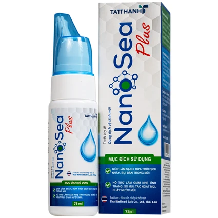 Xịt mũi muối biển Nano Sea Plus người lớn 75ml giúp làm sạch, thông mũi họng