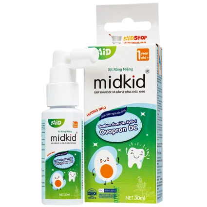 Xịt răng miệng Midkid hương Nho 1 year+ - Làm sạch răng miệng, ngừa hôi miệng và sâu răng cho bé (30ml)