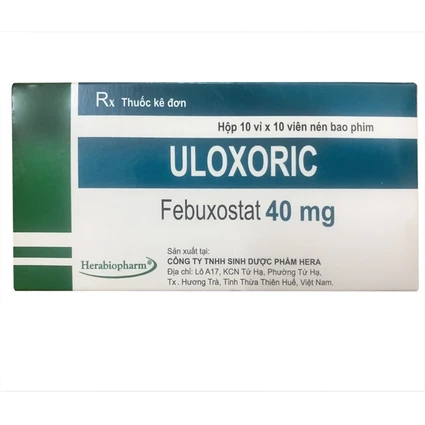 Thuốc Uloxoric 40mg Herabiopharm điều trị tăng acid uric máu mạn tính (10 vỉ x 10 viên)