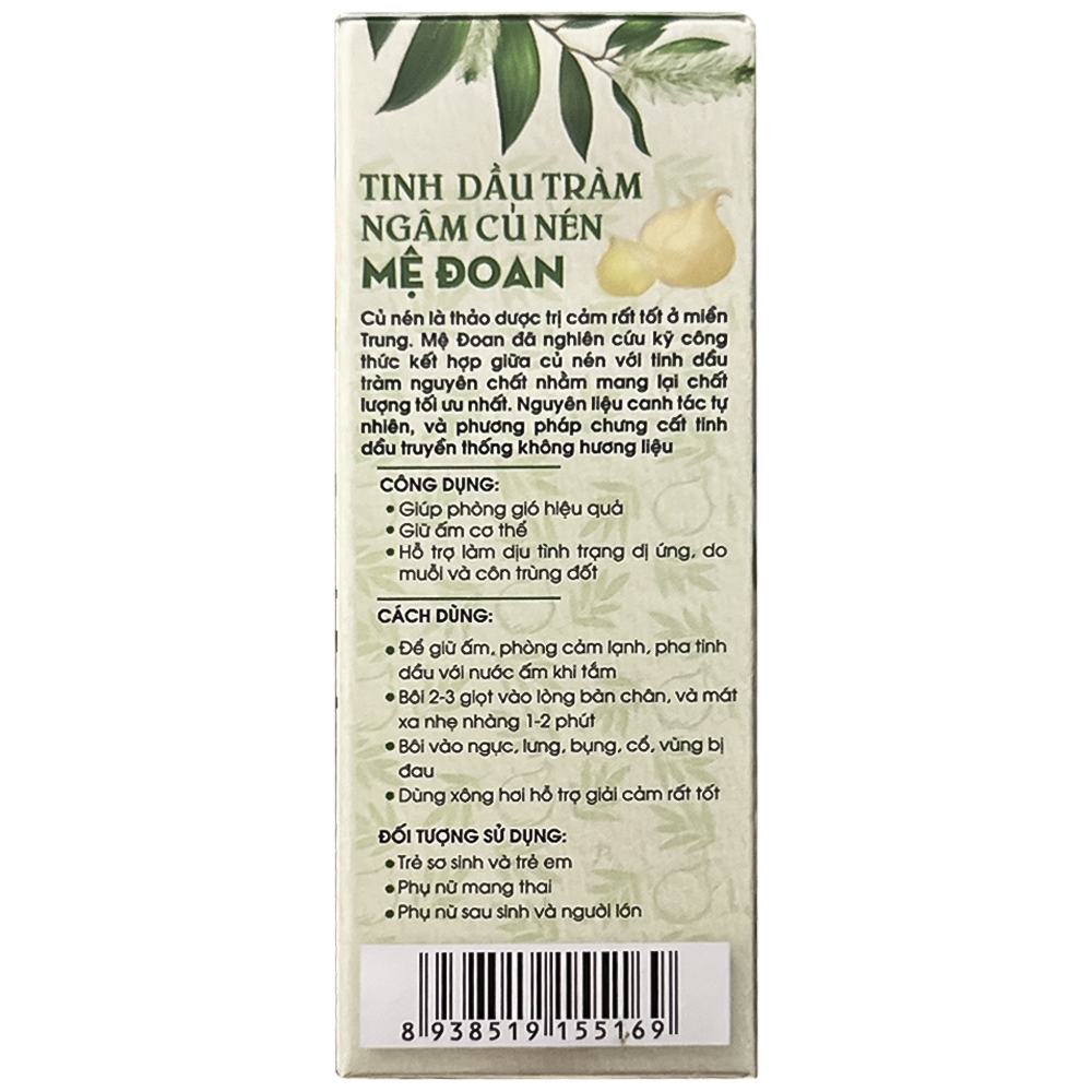 Hình ảnh Tinh dầu tràm ngâm củ nén Mệ Đoan phòng và điều trị cảm cúm, trúng gió, ho, ngạt mũi, long đờm (50ml)