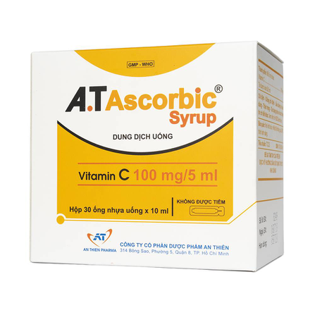 Dung dịch uống A.T Ascorbic Syrup An Thiên bổ sung vitamin C (30 ống x 5ml)