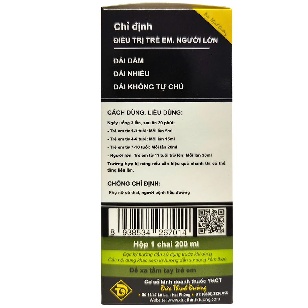 Hình ảnh Thuốc trị Đái Dầm Đức Thịnh điều trị đái dầm, đái nhiều, đái không tự chủ (200ml)