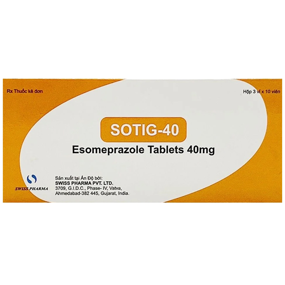 Hình ảnh Thuốc Sotig-40 SWISS PHARMA điều trị trào ngược dạ dày, thực quản, loét dạ dày (3 vỉ x 10 viên)