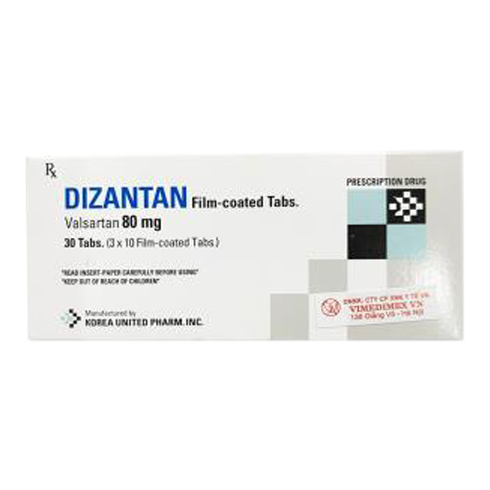 Hình ảnh Thuốc Dizantan 80mg Korea United điều trị tăng huyết áp, suy tim, giảm tỷ lệ tử vong do tim mạch (3 vỉ x 10 viên)