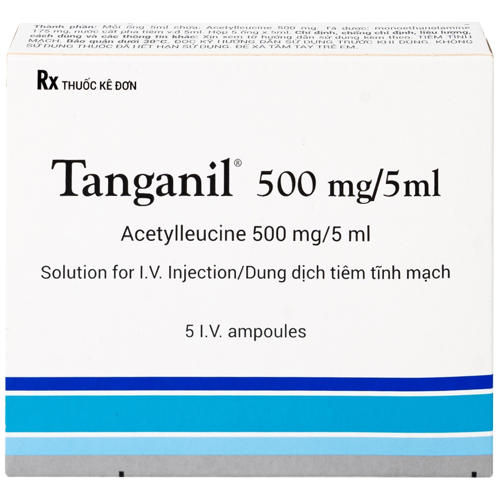 Hình ảnh Thuốc tiêm Tanganil 500mg/5ml Pierre Fabre điều trị triệu chứng các cơn chóng mặt (1 vỉ x 5 ống x 25ml)