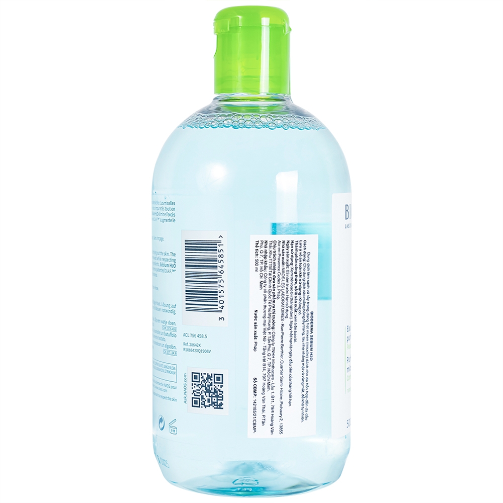 Hình ảnh Dung dịch Bioderma Sebium H2O dạng hạt mixen (micelle) dùng tẩy trang dành cho da hỗn hợp, da dầu (500ml)