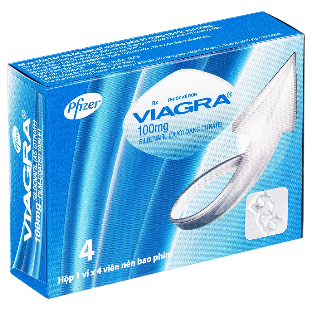 Hình ảnh Thuốc Viagra 100mg Viatris điều trị rối loạn cương dương (1 vỉ x 4 viên)