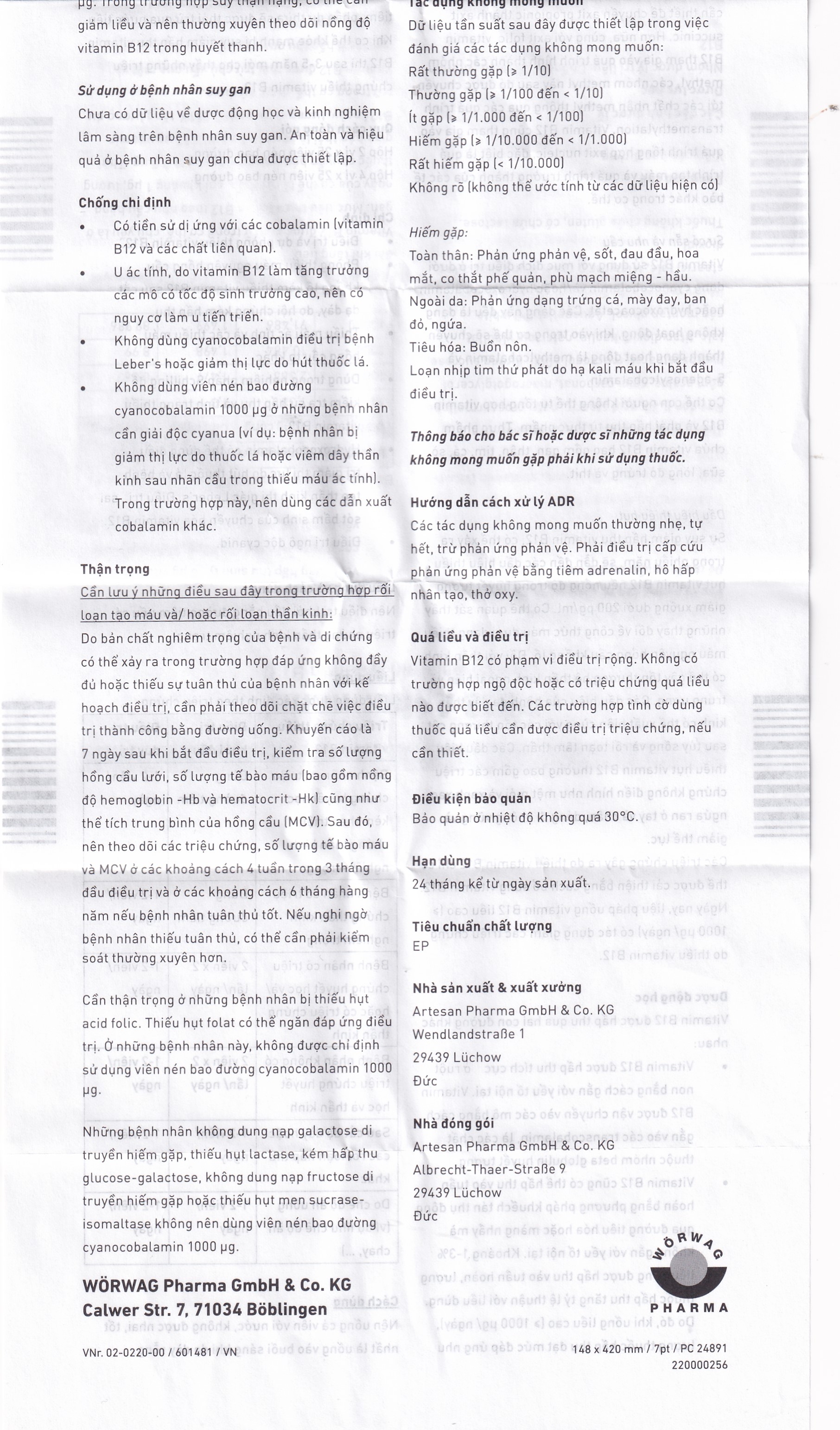 Hình ảnh Thuốc B12 Ankermann Artesan Pharma điều trị các bệnh thiếu máu, đau dây thần kinh (2 vỉ x 25 viên)