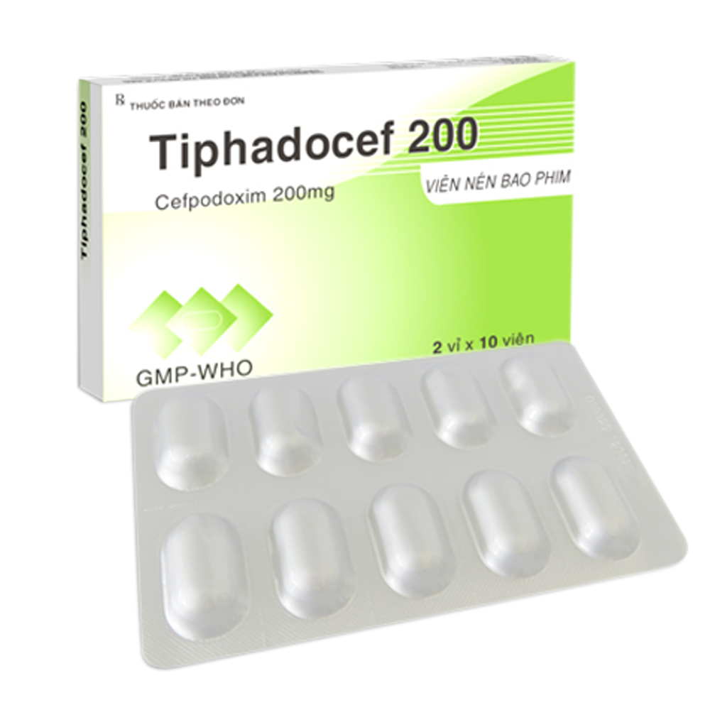 Hình ảnh Thuốc Tiphadocef 200 Tipharco điều trị nhiễm khuẩn nhẹ đến trung bình ở đường hô hấp dưới (2 vỉ x 10 viên)