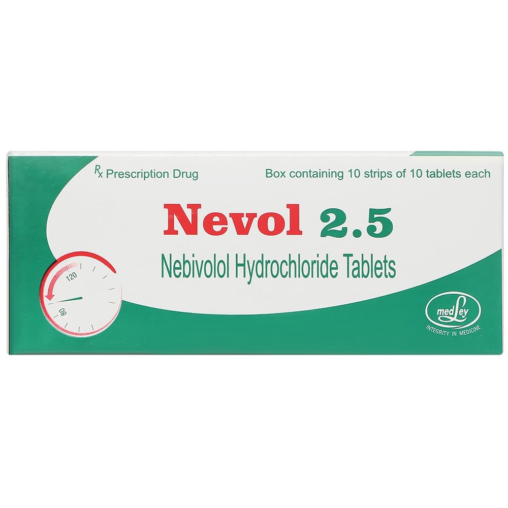 Hình ảnh Viên nén Nevol 2.5 Medley Pharma điều trị tăng huyết áp vô căn (10 vỉ x 10 viên) 