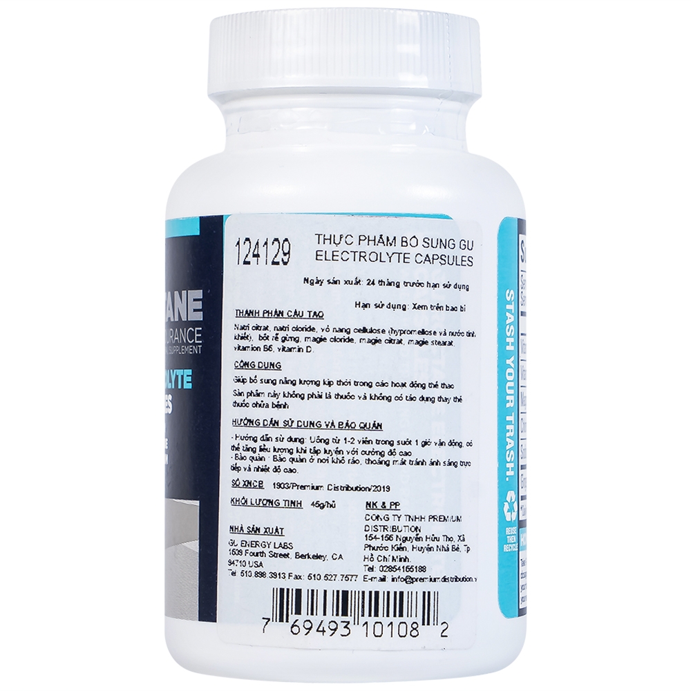 Hình ảnh Viên muối điện giải GU Roctane Electrolyte Capsules bổ sung năng lượng và chất điện giải (50 viên)