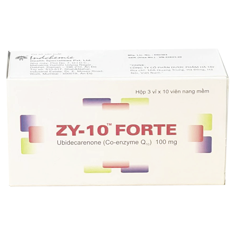 Hình ảnh Thuốc Zy-10 Forte 100mg Y-Med điều trị bệnh suy tim xung huyết, thiếu hụt coenzym Q10 (3 vỉ x 10 viên)
