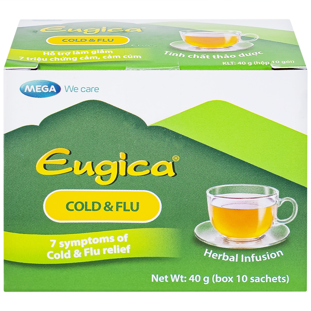 Hình ảnh Tinh chất thảo dược Eugica Cold & Flu hỗ trợ giảm các triệu chứng cảm, cảm cúm (10 gói x 4g)