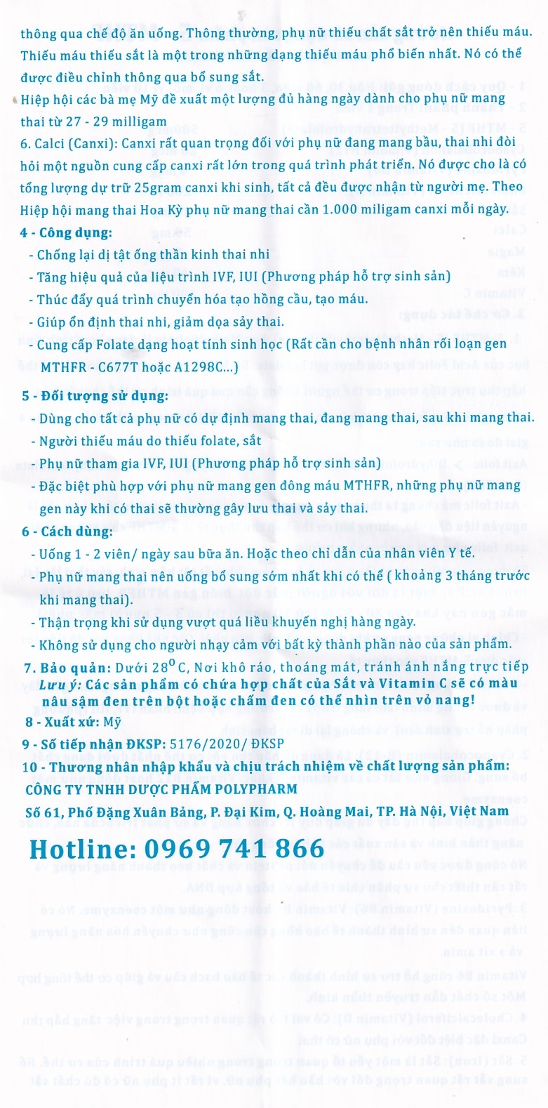 Hình ảnh Viên uống 5-MTHF Robinson Pharma bổ sung vitamin, khoáng chất cho nữ mang thai (60 viên)