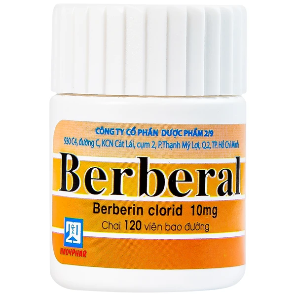 Thuốc Berberal 10mg Nadyphar điều trị các hội chứng lỵ (120 viên)