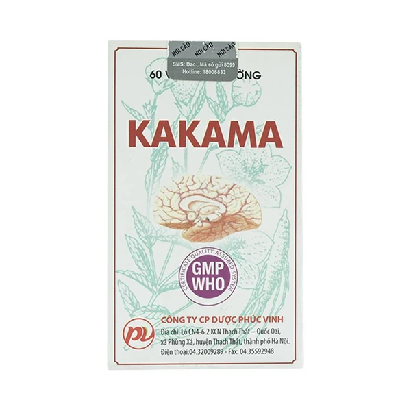 Viên nén Kakama Phúc Vinh điều trị thiểu năng tuần hoàn não, ứ huyết, đau đầu (60 viên)