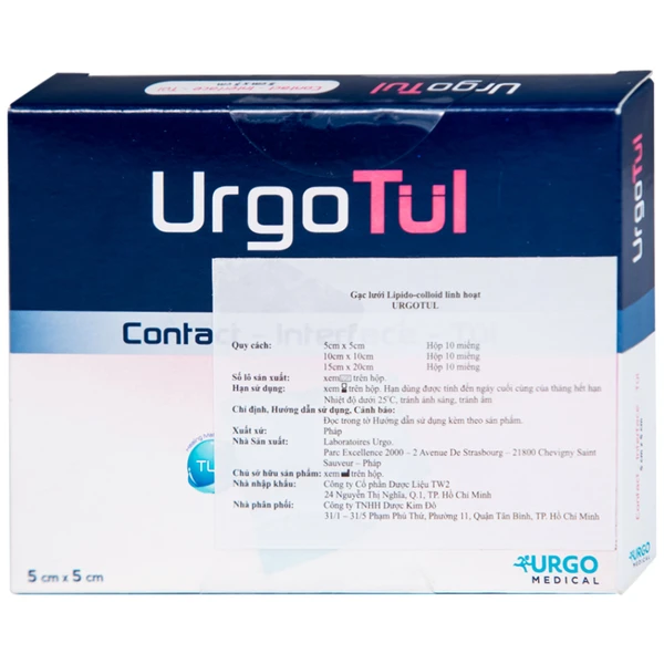 Gạc lưới vô trùng Urgotul 5x5cm (10 miếng) dùng băng các vết thương cấp và mãn tính
